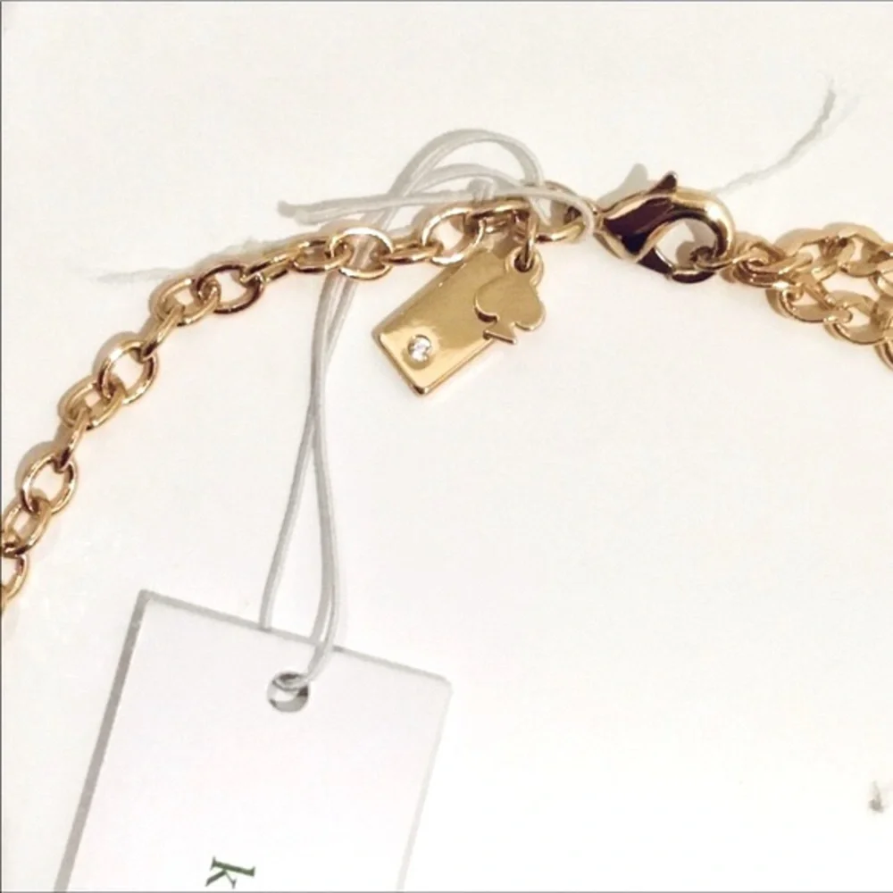 🆕Kate Spade Statement Necklace ‘Gardens of Paris’ Neutral Multi Stone Gold Chain